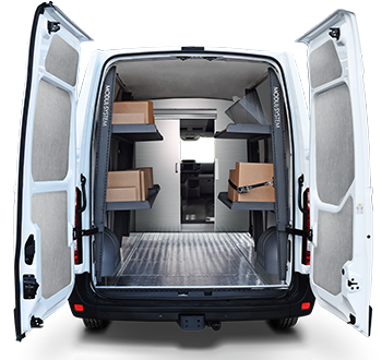 Parcel delivery van shelving